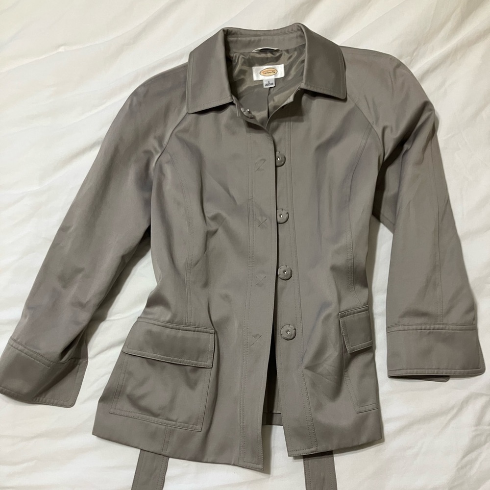 Talbots Women's Taupe Cropped Trench Coat